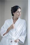 Woman relaxing in bathrobe