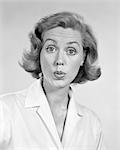 1950s 1960s PORTRAIT WOMAN WITH SHOCKED SURPRISED FACIAL EXPRESSION