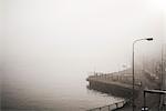 Waterfront in fog