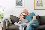 Sweden, Father doing homework with daughter (8-9)