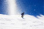 Sweden, Jamtland, Are, Boy (12-13) skiing in powder snow