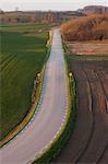 Sweden, Skane, Malmo, Elevated view of road in fields