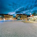 Sweden, Skane, Malmo, Mollevangen, Cityscape at winter night