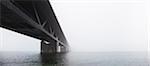 Sweden, Skane, Malmo, Oresund Bridge in fog
