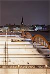 Sweden, Skane, Malmo, Railroad station at night