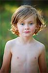 Sweden, Dalarna, Leksand, Portrait of shirtless boy (6-7)