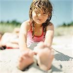 Sweden, Oland, Cute girl (4-5) on beach