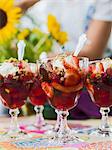 Sweden, Skane, Strawberry gelatin dessert in glasses