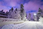 Finland, Pohjois-Pohjanmaa, Oulu, City street in winter