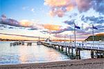 Russell Pier at sunset, Bay of Islands, Northland Region, North Island, New Zealand, Pacific