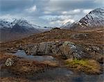 A view of the mountains from above Camasunary, Isle of Skye, Inner Hebrides, Scotland, United Kingdom, Europe