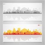 Vector horizontal banners of small town or village