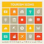 Modern flat design multicolored tourism icons collection