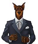 vector man with doberman head dressed up in office suit