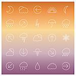 Icons of the weather thin lines, vector illustration.