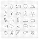 School set  icons of thin lines, vector illustration.