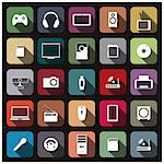 Set of icons with long shadow digital devices, vector illustration.