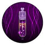 Vector illustration and icon. Purple love magic potion