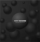 Abstract black 3d realistic sphere background. Vector illustration