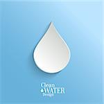 Abstract  Vector Paper Water Drop on Blue Background.  Eco Concept.