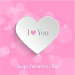 Speech Bubble. White Paper Heart With Shadow On Pink Bokeh Background. Valentine's day Background