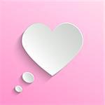 Speech Bubble. White Paper Heart With Shadow On Pink Background. Valentine's day Background