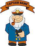 Sea Captain is a full-length holding binoculars. There is room for text. Cartoon of pirate captain.