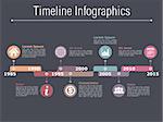 Timeline infographics design template with different time intervals, dark background, vector eps10 illustration