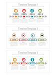 Three timeline templates with arrows, vector eps10 illustration