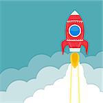 Rocket launch, business or project startup concept, vector eps10 illustration