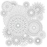 Mandalas and flawers with hand drawn elements. Image for adult and children coloring books, pages. For decorate dishes, cups, porcelain, ceramics. Vector illustration - eps 10.