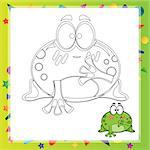 illustration of Cartoon frog - Coloring book - vector