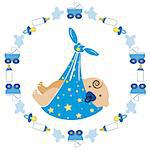 It is a vector illustration of baby shower boy
