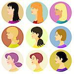 women, girlavatar on a colored background. vector illustration