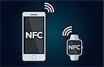 Mobile payments and near field communication. Transaction and paypass and NFC. Vector illustration