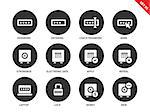 Password and lock vector icons. Internet security conept. Safe access items, passwor, entering, mark, strongbox, apply, laptop, lock and money. Isolated on white background