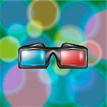 Glasses for Watching Movies on Colorful Blutted Backround