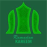 Ramadan Greeting Card on Green Background. Ramadan Kareem Holiday.