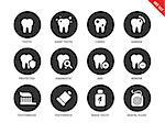 Teeth vector icons set. Helth and medicine concept. Dentistry icons, tooth, caries, diagnostic, protected, toothbrush, toothpaste, dental floss. Isolated on white backround