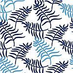 Tropical jungle palm leaves blue color pattern background on white. Exotic nature pattern for fabric, wallpaper or apparel.
