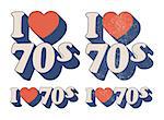 I Love 70s in retro style and used versions