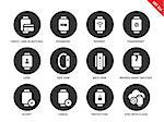 Business smartwatch vector icons set. Finance, security and protection items, credit card, password, payment, fingerprint, user, accept. Isolated on white background