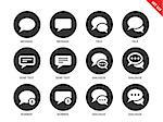 Talking bubble vector icons set. Talks and dialog concept. Icons for social networks, speech bubbles, dialogue, text, send, messages. Isolated on white background