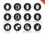 Smartwatch vector icons set. Future technology and communication concept, side and back view, call, message, phone, incoming call. Isolated on white background