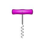 Corkscrew with wooden handle in purple design on white background