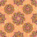 Abstract Tile Seamless Background, Ornament with Symbolical Colorful Floral Patterns. Vector