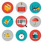 Logistic flat icons. Concepts of delivery, shipping process, ecommerce and logistics