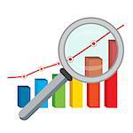 Illustration of business concept with finance graph and magnifying glass. Also available as a Vector in Adobe illustrator EPS 10 format.