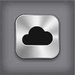 Cloud computing icon - vector metal app button with shadow