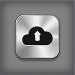 Cloud computing upload icon - vector metal app button with shadow